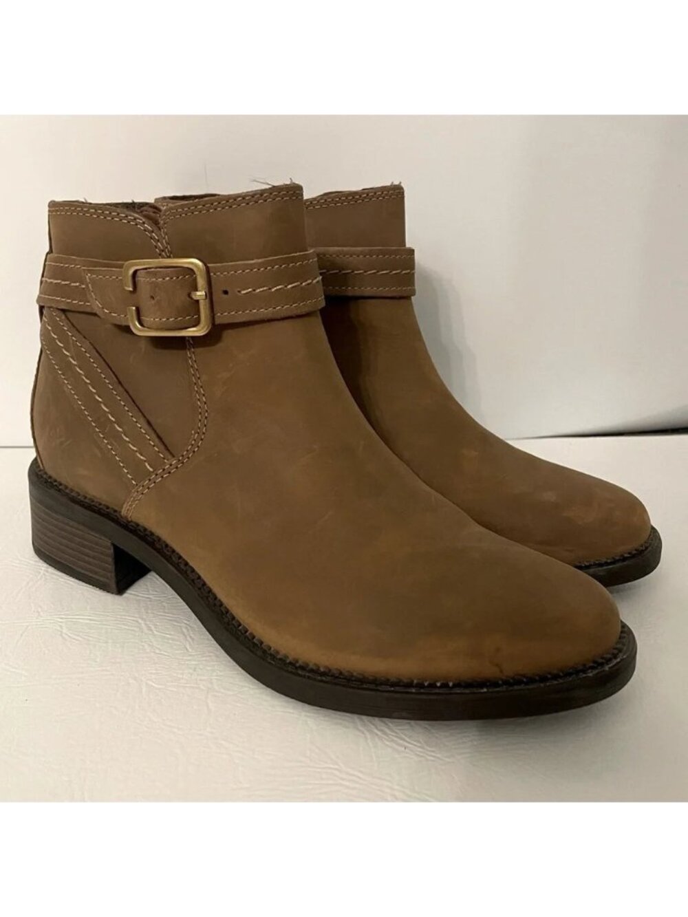 Clarks Brown Maye Buckle Ankle Boots - 7.5